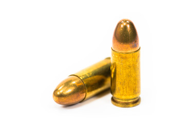 9mm ammunition on white background