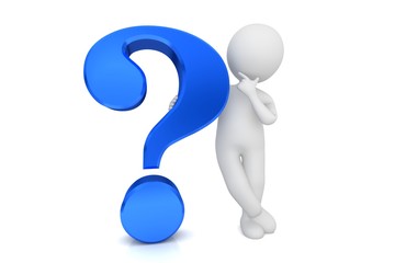 brainstorming man people question mark 3d blue