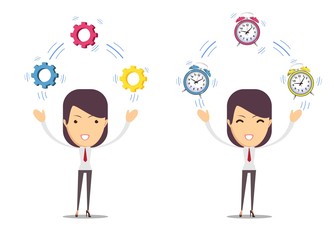Time management, control. Vector illustration flat design. Isolated on background. Organization of process.