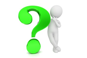 question man green question mark 3d interrogation asking question person isolated on white