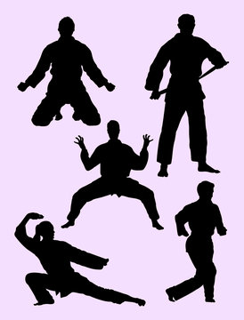 Karate martial art gesture silhouette 04. Good use for symbol, logo, web icon, mascot, sign, or any design you want.