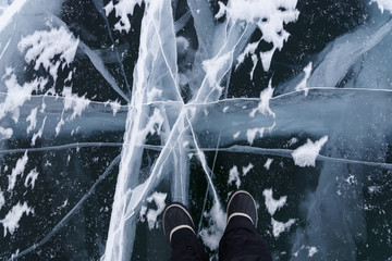 Fototapeta premium Winter Baikal lake ice