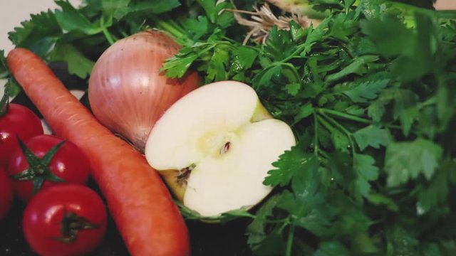 top view of fresh fruits and vegetables