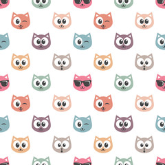 Seamless pattern with cat faces