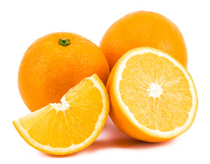 orange with slices isolated on a white background