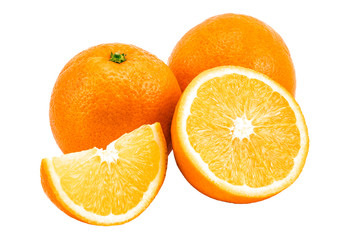 orange with slices isolated on a white background