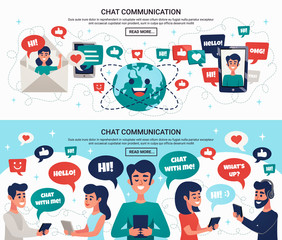 Electronic Chat Messages Horizontal Banners 