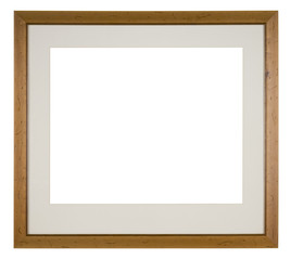 Obraz premium Empty picture frame, antiqued pine wood