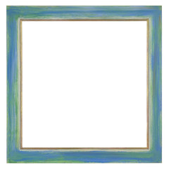 Empty picture frame, hand painted blue moulding