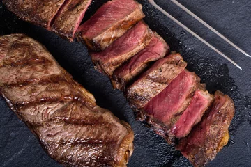 Schapenvacht deken met patroon Steakhouse Grilled New York steak