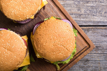 Unhealthy American hamburger