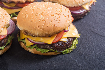 Unhealthy American hamburger