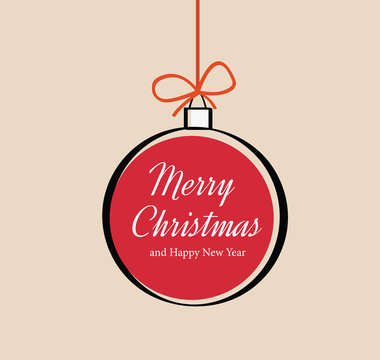 Vector christmas ornament with text merry christmas.