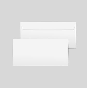 Vector realistic paper envelopes. Front and back with transparent background, ready for your design.