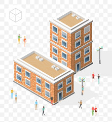 Isometric High Quality City Element on Transparent Background . Residential