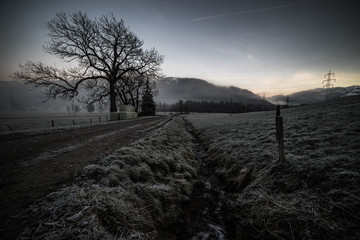 Eisiger Morgen in Kaprun Östereich