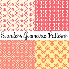 Collection of seamless ornamental yellow and orange patterns for st; Valentines' Day; wedding; celebration; Line art texture for wallpaper; card; invitation; banner; fabric print