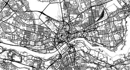 Urban vector city map of Newcastle, England