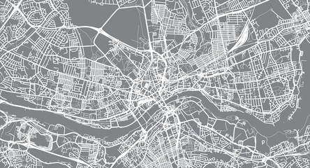 Urban vector city map of Newcastle, England - obrazy, fototapety, plakaty