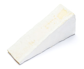 Piece of brie or camambert cheese on a white background