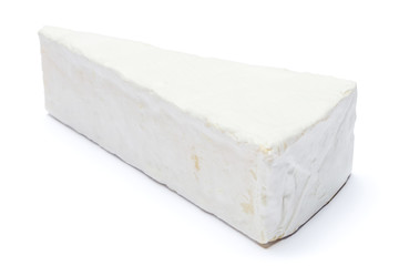 Piece of brie or camambert cheese on a white background
