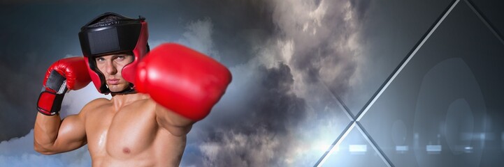 Boxer man with dramatic effects