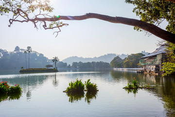 Kandy city lake, Sri Lanka - obrazy, fototapety, plakaty