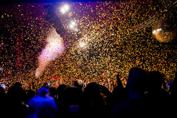 Confetti showering audience at concert