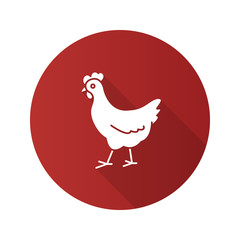 Chicken flat design long shadow glyph icon