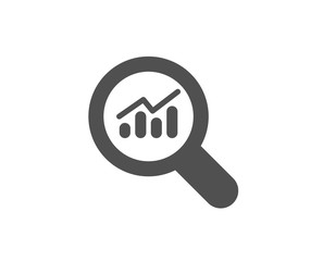 Chart simple icon. Report graph or Sales growth sign in Magnifying glass. Analysis and Statistics data symbol. Quality design elements. Classic style. Vector