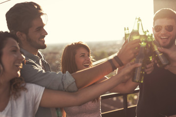 Friends making a beer toast