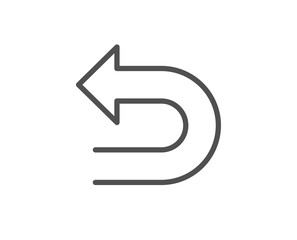 Undo arrow line icon. Left turn direction symbol. Navigation pointer sign. Quality design element. Editable stroke. Vector