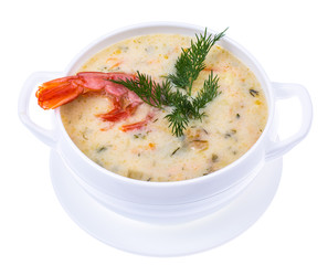 Creamy cream soup with shrimps