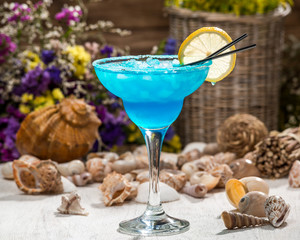 beautiful alcoholic cocktail, on a wooden table