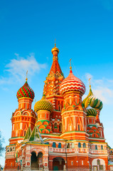 Fototapeta premium Saint Basil's Cathedral on sunset at Red Square in Moscow, Russia