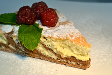 sweet chocolate pie with raspberry