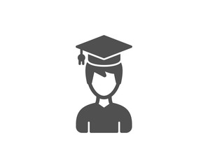 Man in Graduation cap simple icon. Education sign. Student hat symbol. Quality design elements. Classic style. Vector