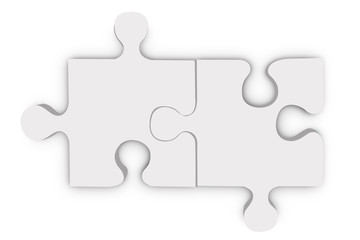 Jigsaw puzzle two pieces, Solutions and Teamwork concept isolate on white background