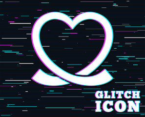 Glitch effect. Heart ribbon sign icon. Love symbol. Background with colored lines. Vector