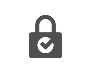 Lock with Check simple icon. Private locker sign. Password encryption symbol. Quality design elements. Classic style. Vector