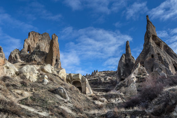 Amazing landscapes with rocks and rocks in Cappadocia, Turkey, are loved and visited by tourists from all over the world