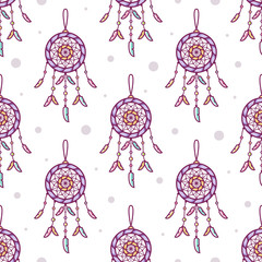 Seamless pattern. Dreamcatchers. Vector illustration.