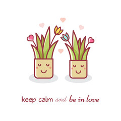 House plants. Couple. Vector illustration.