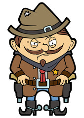 Wild west sheriff/Illustration funny wild west sheriff with guns in a flat cartoon style
