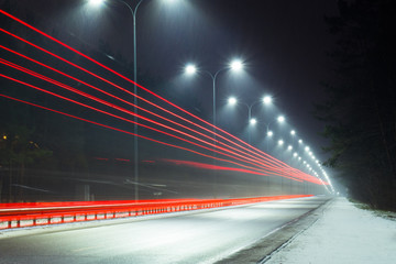 winter night road