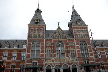 Obraz premium アムステルダムの運河と建物