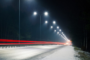 winter night road
