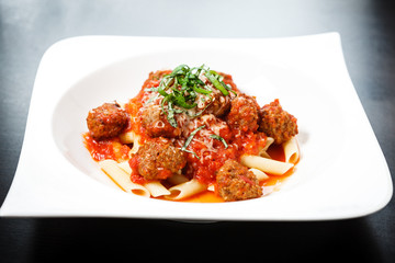 Meatball penne pasta