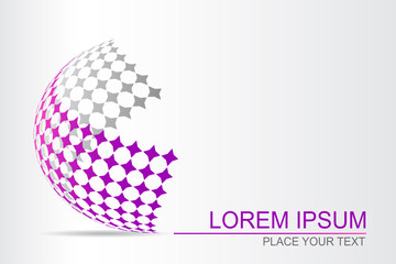 Logo stylized spherical surface with abstract shapes