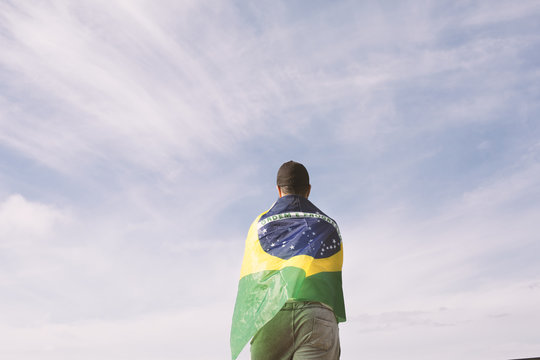 fan with brazilian flag